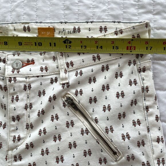 ANTHRO Pilcro Serif Floral Patterned Ankle Zip Skinny Letterpress Jeans Size 12 - Picture 12 of 13